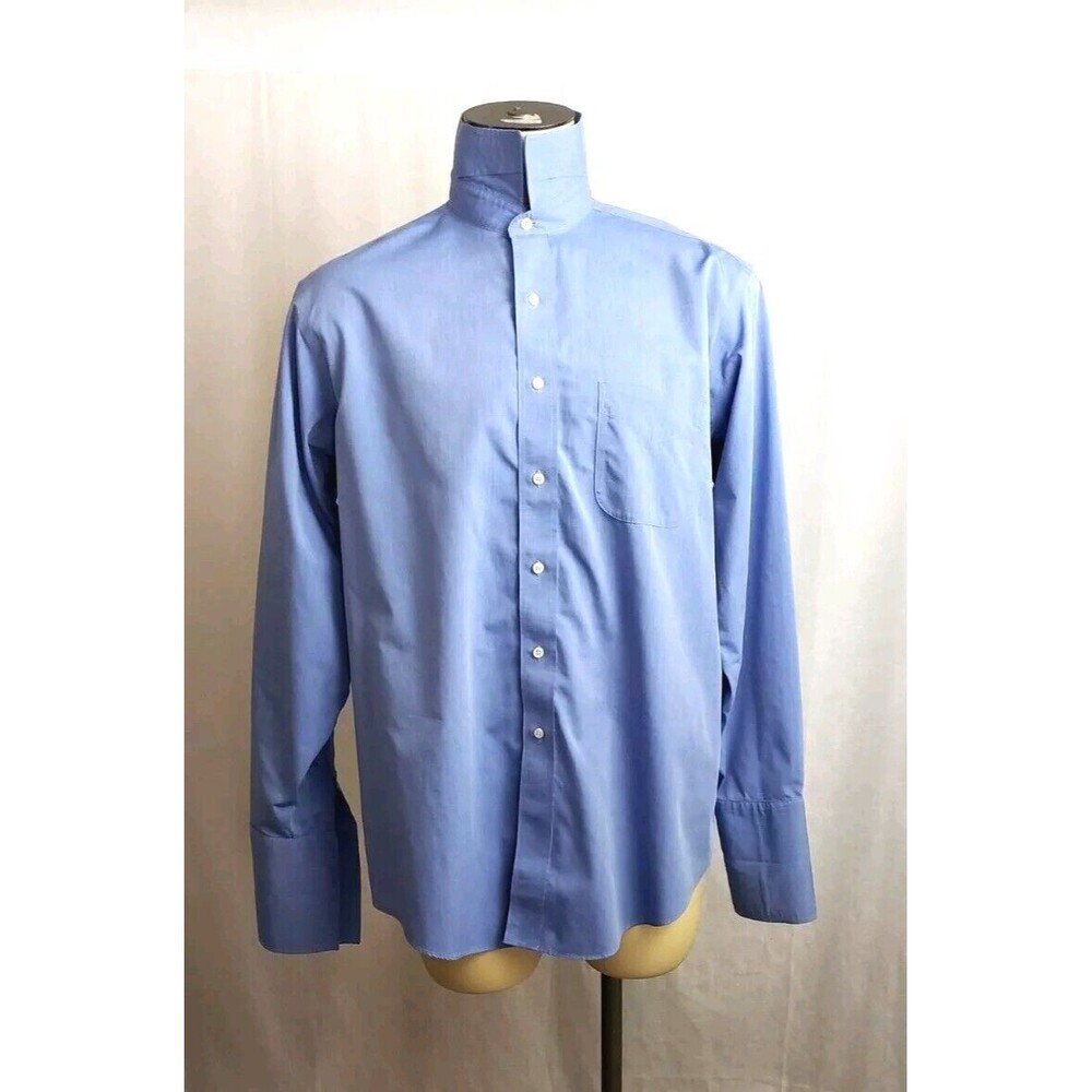 Brooks Brothers Button Down‎ Shirt 16.5 35  Blue Non-Iron 100% Cotton Dad Nerd
